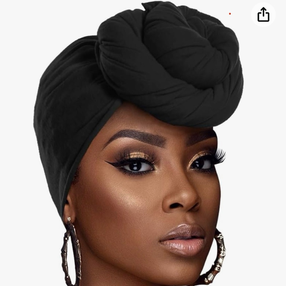 NWT 79”x32” Black ACRABROS Stretch Jersey Turban Head Wrap